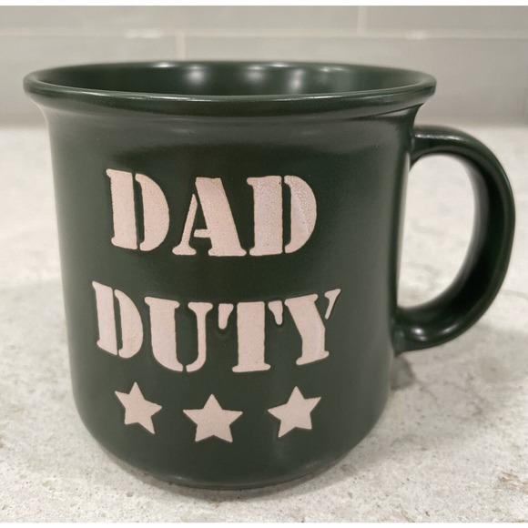 DAD DUTY Army Green Mug 16oz Father’s Day 3 Stars Military Army AF Navy Marines - Picture 1 of 4